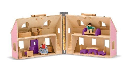 Ivanna & Pau - Casa de munecas de madera plegable y portatil - Ivanna & Pau - Juguetes, material didactico y productos para niños y el bienestar familiar