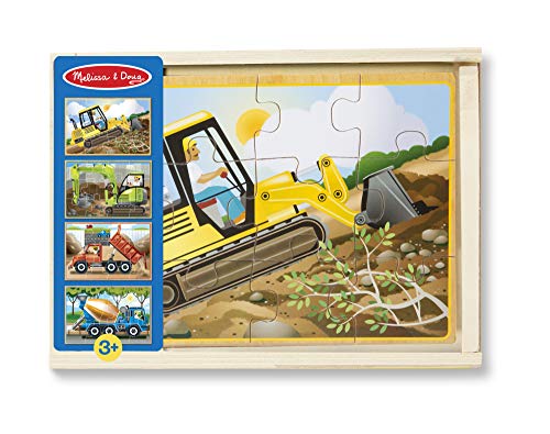 Melissa & Doug - 4 rompecabezas de madera - Vehículos de construcción