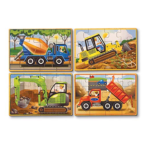 Melissa & Doug - 4 rompecabezas de madera - Vehículos de construcción