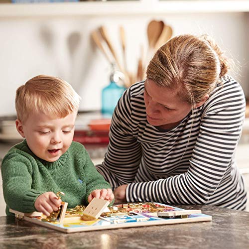 Melissa & Doug - Tablero de pestillos de madera.