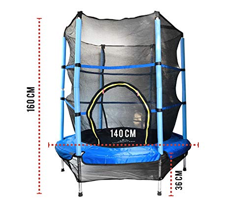 Gran Shopping Trampolin Brincolin para Niños con Red Tamaño 140 cm - Azul - Ivanna & Pau - Juguetes, material didactico y productos para niños y el bienestar familiar