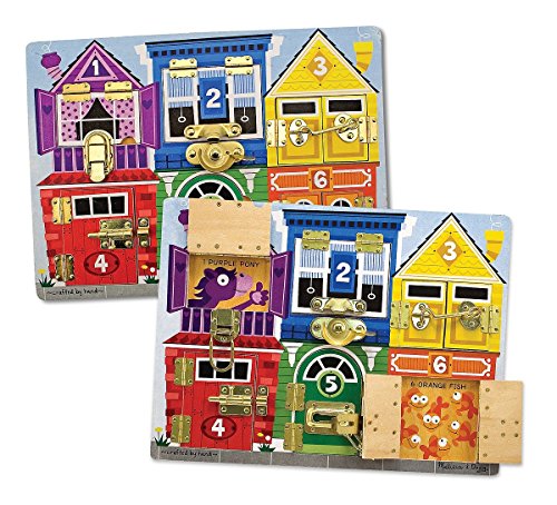 Melissa & Doug - Tablero de pestillos de madera.